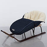 Дитячий зимовий конверт кокон на овчині з утеплювачем у візок коляску від 0 до 10 місяців Тренд Baby XS Синій, фото 3