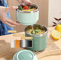 Термоланч-бокс термос для їжі 1060 мл на два яруси | Контейнер із нержавіючої сталі для обіду, фото 3