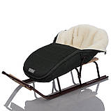 Дитячий зимовий конверт кокон на овчині з утеплювачем у візок коляску від 0 до 10 місяців Тренд Baby XS Чорний з опушкою, фото 4