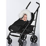 Дитячий зимовий конверт кокон на овчині з утеплювачем у візок коляску від 0 до 10 місяців Тренд Baby XS Чорний з опушкою, фото 3