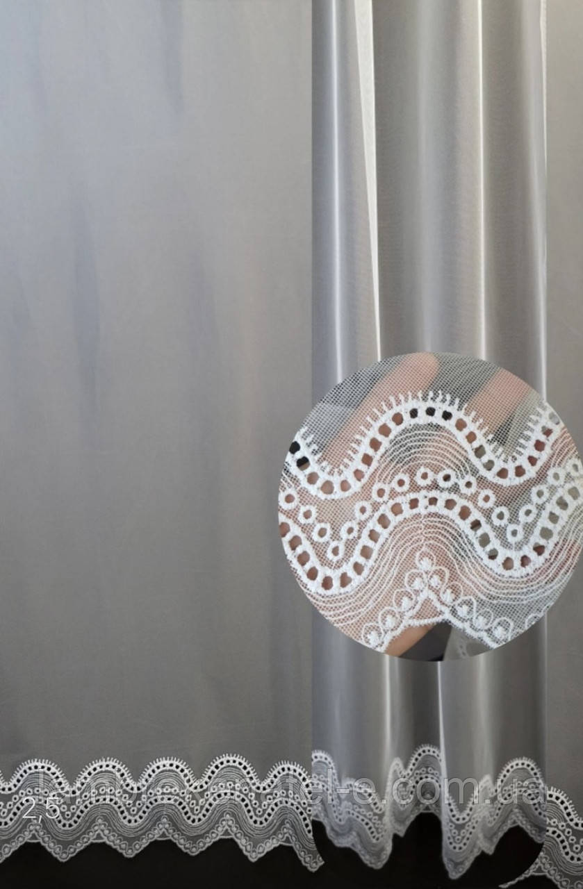 Тюль сітка з узором по низу в зал, спальню, кухню, фото 1