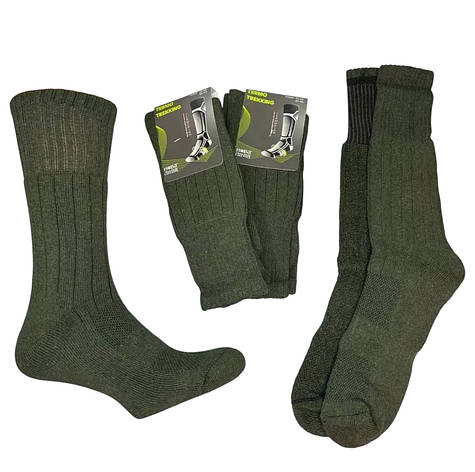 Набір чоловічих трекінгових термошкарпеток 6 пар Хакі, тактичні шкарпетки для ЗСУ, армійські спортивні бавовняні шкарпетки, фото 1