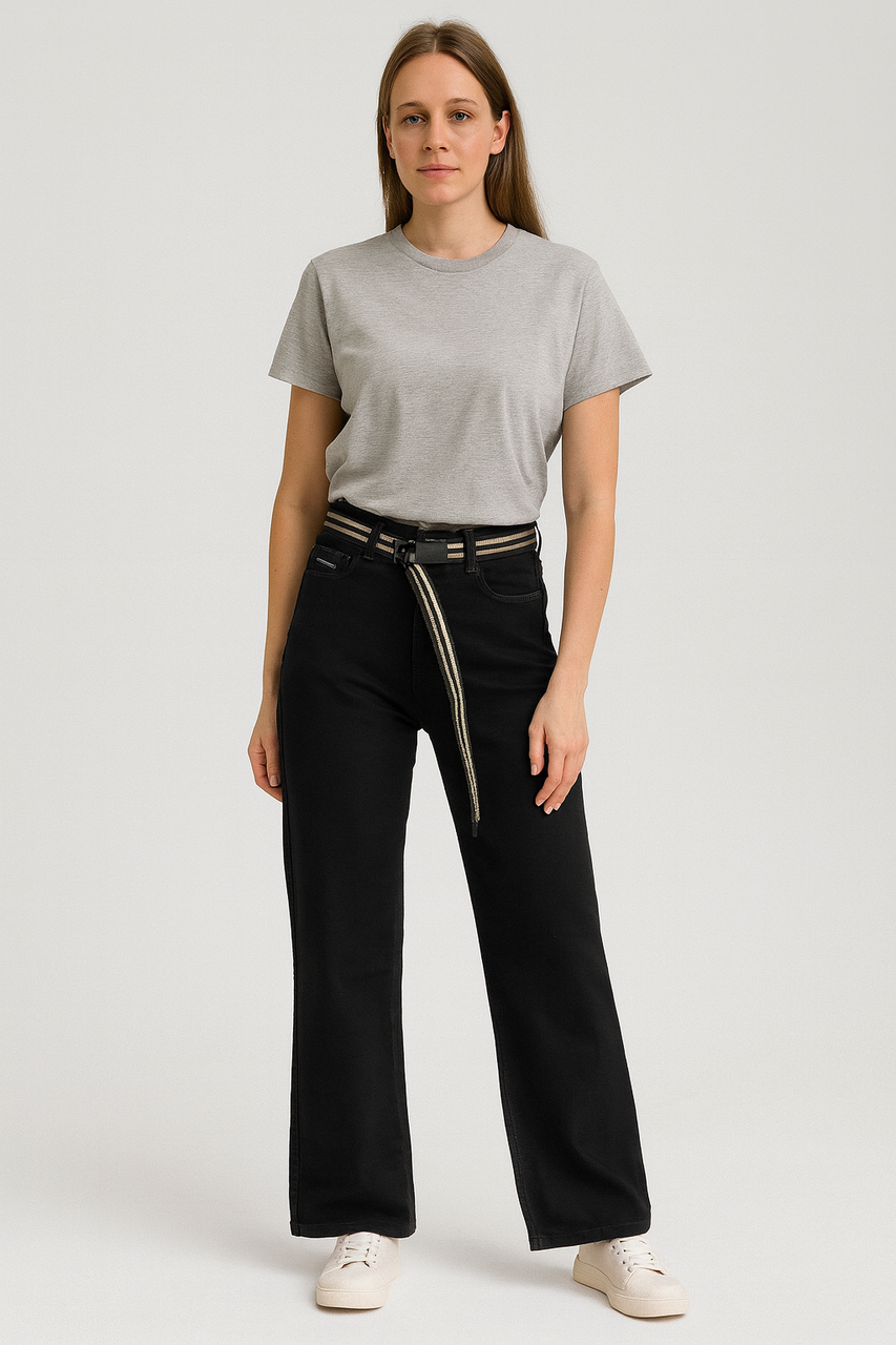 Джинси жіночі прямі чорні LOOKVNG (9033-2), фото 1