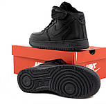 Зимові чоловічі кросівки Nike Air Force 1 high теплі на хутрі високі. Фото в живу, фото 3