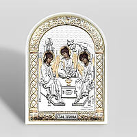 Срібна ікона 6.2х8.8 см Свята Трійця на білому дереві із Греції. PL-2/023/G/B