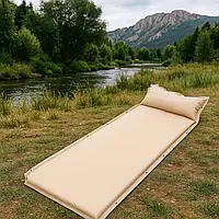 Матрац туристичний з подушкою надувний матрац в намет односпальний