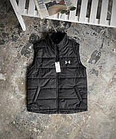 Чоловіча осіння весняна жилетка Under Armour без капюшона, стьобана демісезонна безрукавка Андер Армор чорного кольору