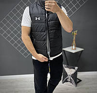 Чоловіча осіння весняна жилетка Under Armour без капюшона, стьобана демісезонна безрукавка Андер Армор чорного кольору