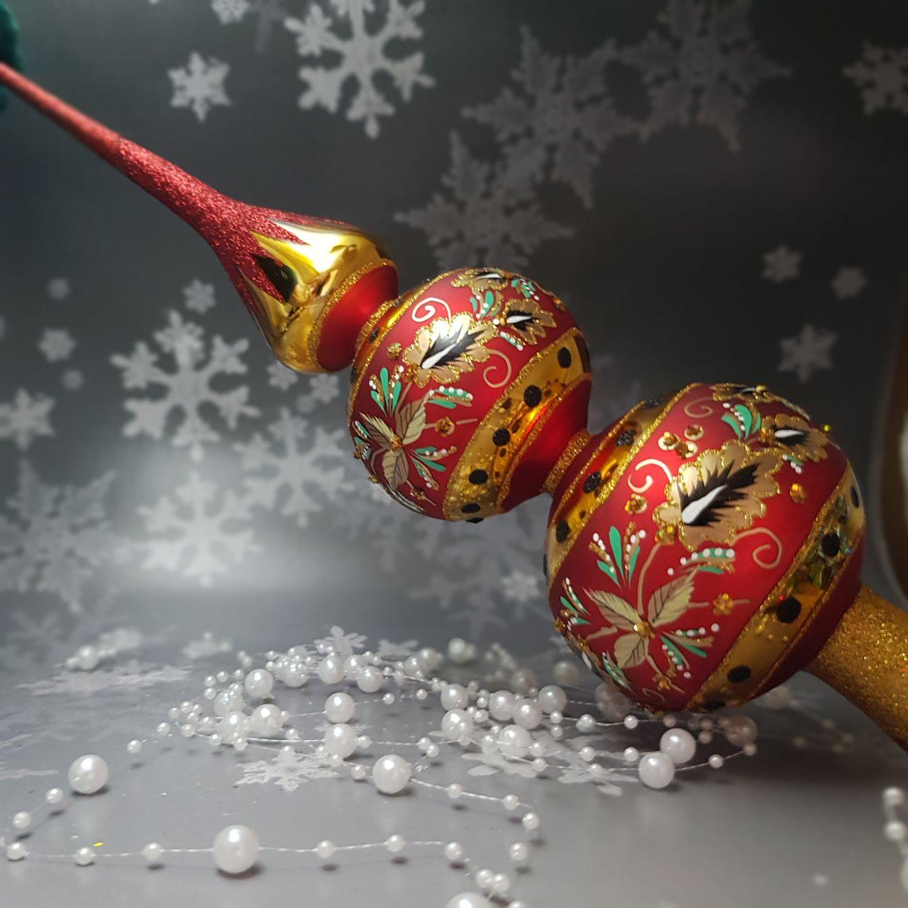 Скляна іграшка Розкішна Червона Королівська Верхівка pучна робота