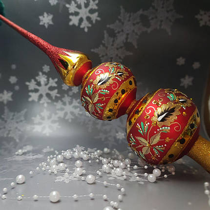 Скляна іграшка Розкішна Червона Королівська Верхівка pучна робота, фото 1