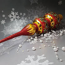 Скляна іграшка Розкішна Червона Королівська Верхівка pучна робота, фото 2