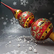 Скляна іграшка Розкішна Червона Королівська Верхівка pучна робота, фото 3