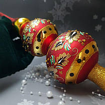 Скляна іграшка Розкішна Червона Королівська Верхівка pучна робота, фото 5