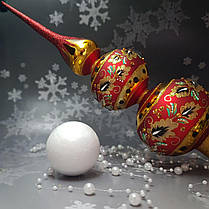 Скляна іграшка Розкішна Червона Королівська Верхівка pучна робота, фото 4