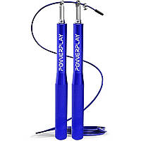Скакалка швидкісна на підшипниках алюмінієва PowerPlay 4207 Elite Jump Rope Синя (3m.)