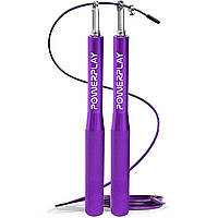 Скакалка швидкісна на підшипниках алюмінієва PowerPlay 4207 Elite Jump Rope Фіолетова (3m.)