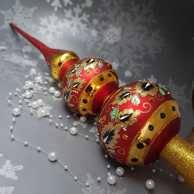 Скляна іграшка Розкішна Червона Королівська Верхівка pучна робота Скляна іграшка Розкішна Червона Королівська Верхівка pучна робота