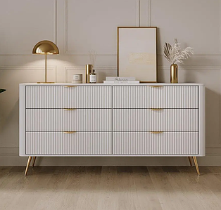 Комод Lante з 6 шухлядами білий / ніжки золото TM Perfect Home Польща