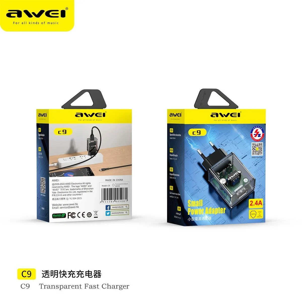 Адаптер для заряджання телефона Awei C9 5V/2.4A, фото 1