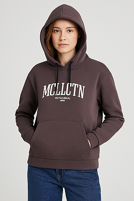 Худі жіноче темно-коричневе з капюшоном