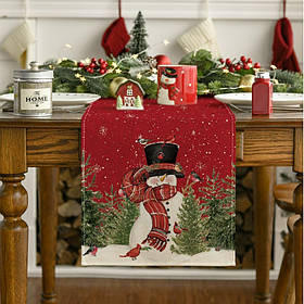 Новорічна різдвяна скатертина-доріжка ранер на стіл №4 183х33см