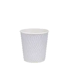 Паперовий стакан білий гофрований 180 мл, двошаровий — 30 шт/уп / 35 уп.ящ