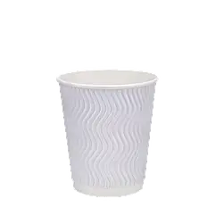 Паперовий стакан білий гофрований 250 мл, двошаровий — 30 шт/уп / 28уп.ящ