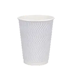 Паперовий стакан білий гофрований 350 мл, двошаровий — 30 шт/уп / 20 уп.ящ