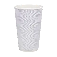 Паперовий стакан білий гофрований 450 мл, двошаровий — 20 шт/уп / 24 уп.ящ