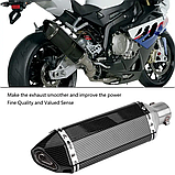 Akrapovic Карбоновий Вихлоп Прямотковий Глушник Мото Прямоток для Мотоциклу 37 см діаметр 38/51 мм Акропович, фото 2