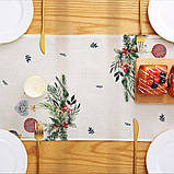 Новорічна різдвяна скатертина-доріжка ранер на стіл №7 183х33см, фото 3