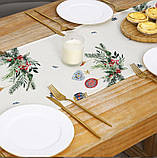 Новорічна різдвяна скатертина-доріжка ранер на стіл №7 183х33см, фото 4