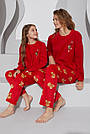 Піжама жіноча ФЛІСОВА штани кофта червона Ведмедики ТУРЦИЯ SS23075, фото 4