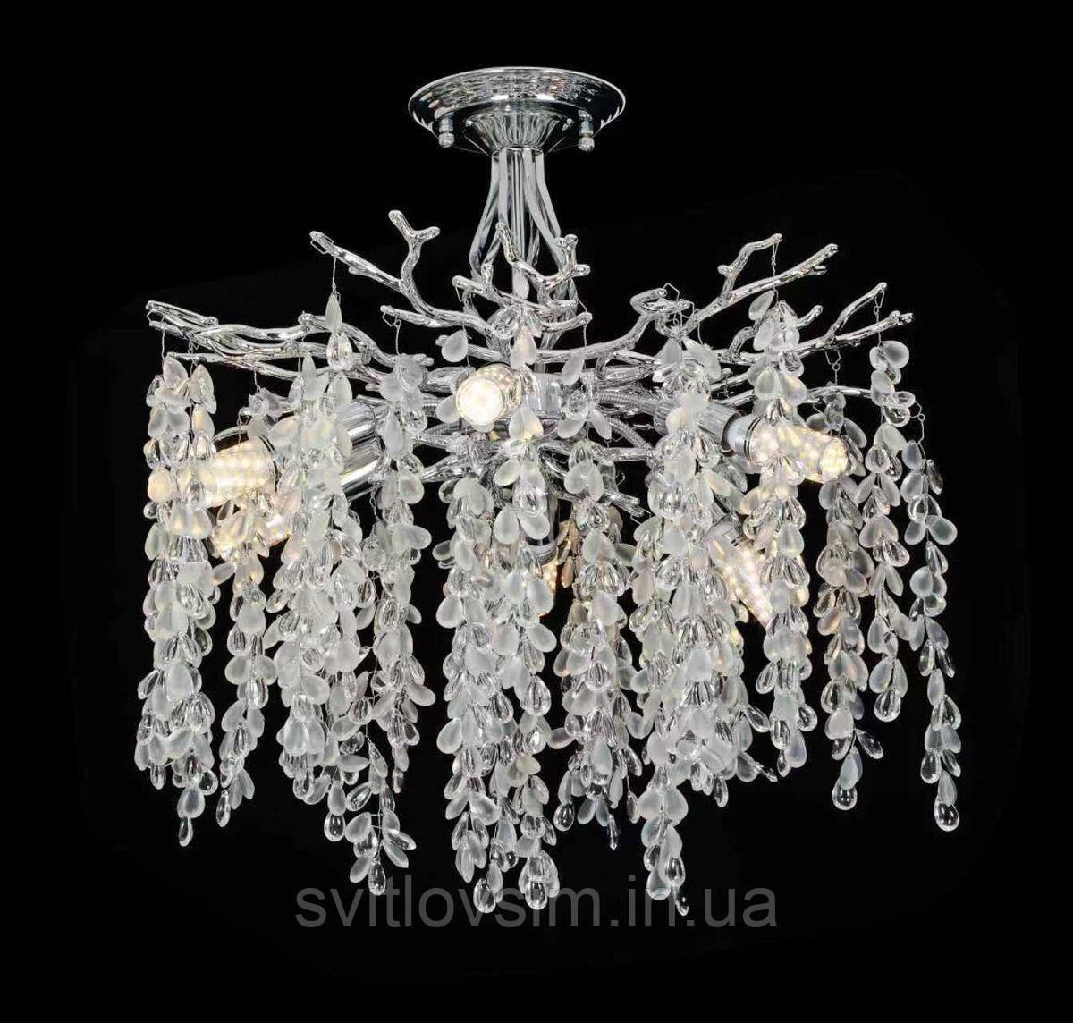 Люстра стельова кришталева VALESO C33008-460 хром на 6 ламп E14, фото 1