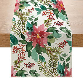 Новорічна різдвяна скатертина-доріжка ранер на стіл №12 183х33см