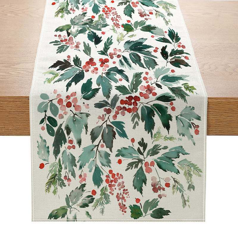Новорічна різдвяна скатертина-доріжка ранер на стіл №13 183х33см, фото 1