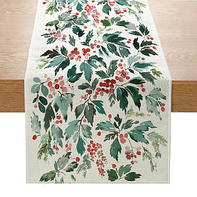 Новорічна різдвяна скатертина-доріжка ранер на стіл №13 183х33см