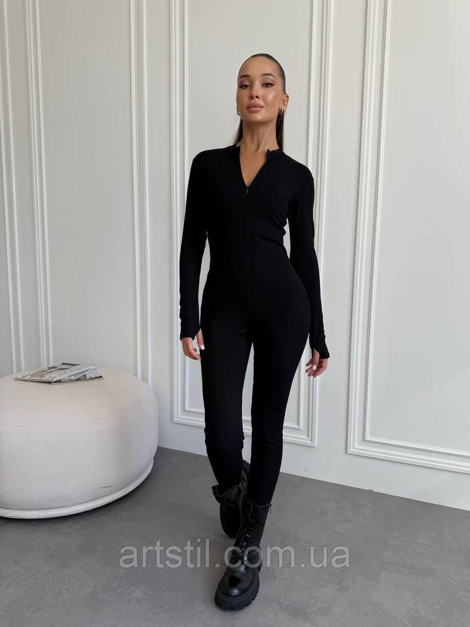 Чорний базовий жіночий комбінезон , на всі випадки життя, фото 1