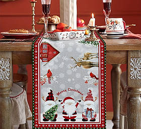 Новорічна різдвяна скатертина-доріжка ранер на стіл №14 183х33см