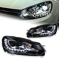 Передні фари для Volkswagen Golf 6 (2009–2012) — Світлодіодні фари з лінзами ближнього світла та «Ангельськими очима»