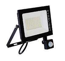 Прожектор світлодіодний  EVROLIGHT 50Вт з датчиком руху EV-50D 6400К