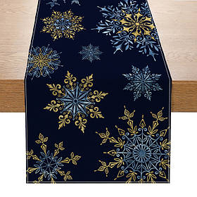 Новорічна різдвяна скатертина-доріжка ранер на стіл №16 183х33см