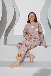 Флісова Піжама для дівчинки кавова ВЕДМЕДИКИ ТУРЦІЯ 4-15 років SS23064_k