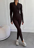 Базовий жіночий комбінезон шоколадного кольору, на всі випадки життя, фото 2