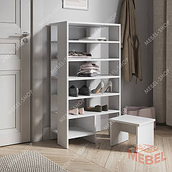 Місткий взуттєвий стелаж на 6 відділень із ДСП Полички для взуття з висувним сидінням у передпокій