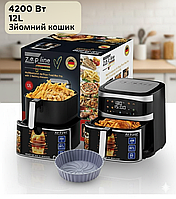 Кухонная аэрофритюрница Zepline ZP-216 на 12 л, 4200 Вт, мультипечь с большой чашей, фритюрница без масла