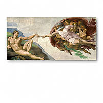 Картина репродукція Створення Адама фреска Мікеланджело Сікстинська капела Ренесанс Друк на полотні 60х125см, фото 2