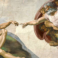 Картина репродукція Створення Адама фреска Мікеланджело Сікстинська капела Ренесанс Друк на полотні 60х125см, фото 5
