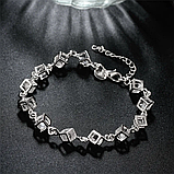 Жіночий браслет з кубиками квадрат кристал стерл. ср. тіффані tiffany, фото 7