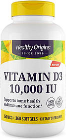 Вітамін D3, Vitamin D3, Healthy Origins, 10 000 МО, 360 гелевих капсул